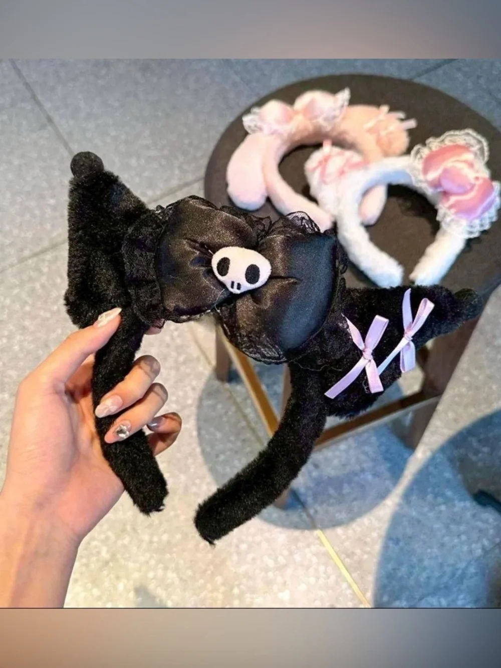 Black Plush Bow Spa Headband